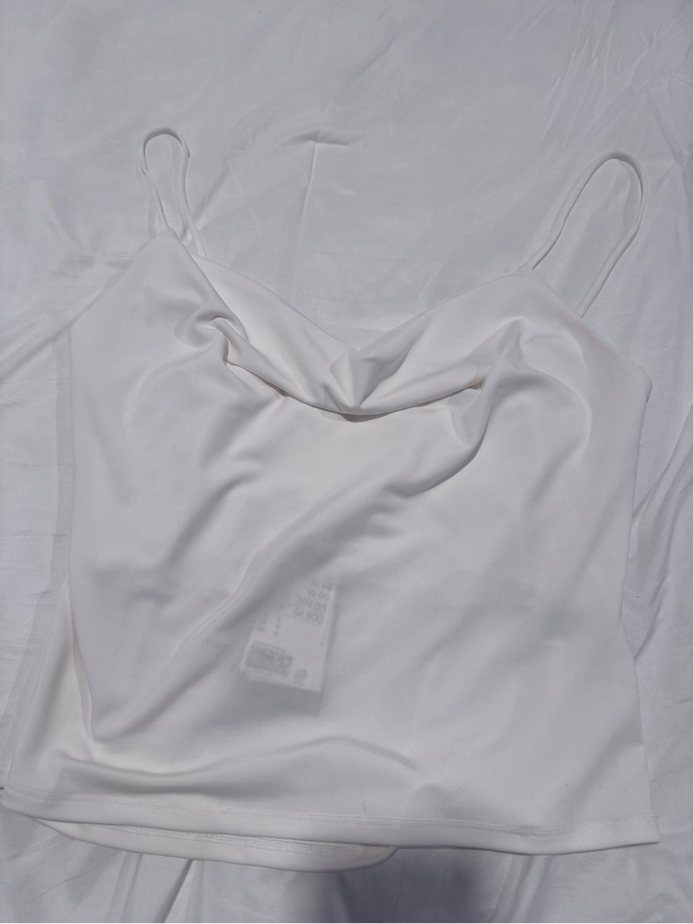 H&M White Draped Cowl Spaghetti Strap Camisole